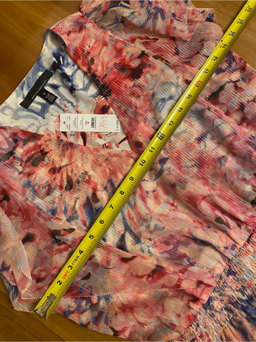 NWT WHBM Metallic Floral Ruffle Peplum Top - Picture 2 of 4